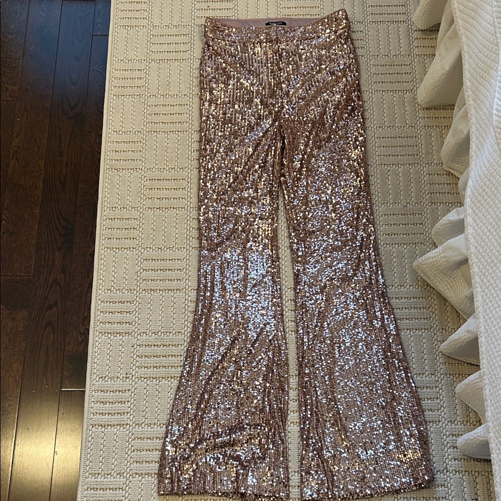 Marciano Sequin Pants in Rose Gold.
